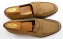 FERRAGAMO sz 8 NUBUCK APRON TOE STRAP LOAFERS MENS