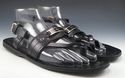 PRADA sz 10 LEATHER STRAP w/ LOGO PLATE SANDALS 2Y