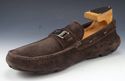 PRADA sz 6 SUEDE LOGO PLATE DRIVING MOCCASINS 2D12