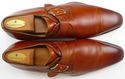 MAGNANNI sz 12 BURNISHED LEATHER MONK STRAPS 14957