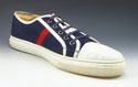 GUCCI sz 12 CANVAS & LEATHER LOW CUT SNEAKER MENS 