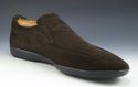 TOD'S sz 7 SUEDE APRON TOE LOAFERS MENS DARK BROWN