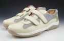 PRADA sz 9 LEATHER & NYLON MESH STRAP SNEAKERS 4P0