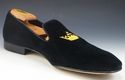 CHURCH'S sz 11 F SOVEREIGN VELVET SLIPPERS MENS BL