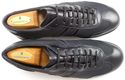 PRADA sz 5 LEATHER & CANVAS LACE UP SNEAKERS 4E159