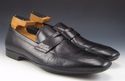 PRADA sz 9.5 LEATHER STRAP LOAFERS 2DE014 MENS BLA