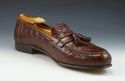 FERRAGAMO sz 8 GILDO CROCODILE TASSEL LOAFERS MENS