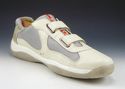 PRADA sz 9 LEATHER & NYLON MESH STRAP SNEAKERS 4P0