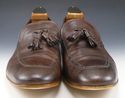 PRADA sz 12 LEATHER APRON TOE TASSEL LOAFERS 2DB01