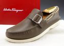 FERRAGAMO sz 7.5 EE BAY LEATHER BOAT SHOE TV40138 