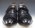 PRADA sz 7.5 LEATHER PLAIN TOE STRAP LOAFERS 2P175