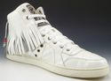 GUCCI sz 10.5 LEATHER HIGH TOP FRINGE SNEAKER 2150