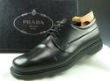 PRADA sz 7.5 LEATHER PLAIN TOE LACE UP OXFORDS 2E0