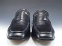 FERRAGAMO sz 8 EE LEATHER APRON TOE LOAFER VF20459