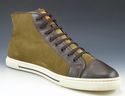 LOUIS VUITTON sz 7 SUEDE HIGH TOP "LV" SNEAKERS GO