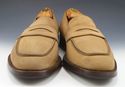 FERRAGAMO sz 8 NUBUCK APRON TOE STRAP LOAFERS MENS