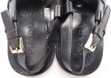 PRADA sz 10 LEATHER STRAP w/ LOGO PLATE SANDALS 2Y