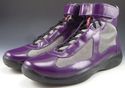 PRADA sz 9.5 LEATHER & MESH HIGH TOP SNEAKER 4T034