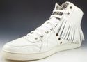 GUCCI sz 10.5 LEATHER HIGH TOP FRINGE SNEAKER 2150