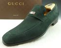 New - GUCCI sz 8 SUEDE LOGO PLATE LOAFERS 247494 M