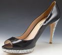 MIU MIU sz 40 PATENT LEATHER OPEN TOE HIGH HEELS W