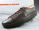 PRADA sz 6.5 LEATHER LOW CUT SNEAKER 2E0637 MENS B