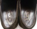 TOD'S sz 7 SUEDE APRON TOE LOAFERS MENS DARK BROWN