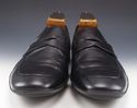 PRADA sz 9.5 LEATHER STRAP LOAFERS 2DE014 MENS BLA