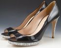 MIU MIU sz 40 PATENT LEATHER OPEN TOE HIGH HEELS W