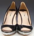 MIU MIU sz 40 PATENT LEATHER OPEN TOE HIGH HEELS W