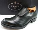 PRADA sz 7 PLAIN TOE LEATHER VELCRO OXFORD MENS DA