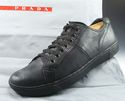 PRADA sz 7 LEATHER LACE UP SNEAKER 4E1643 MENS BLA