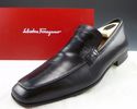 FERRAGAMO sz 8 EE LEATHER APRON TOE LOAFER VF20459