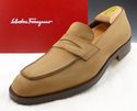 FERRAGAMO sz 8 NUBUCK APRON TOE STRAP LOAFERS MENS