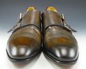 SANTONI sz 13 LEATHER DOUBLE MONK STRAPS 11210741 