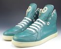 GUCCI sz 8.5 IMPRIME & LEATHER HI TOP SNEAKERS 343