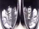 PRADA sz 7.5 LEATHER PLAIN TOE STRAP LOAFERS 2P175