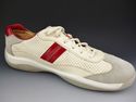 PRADA sz 10 SUEDE & PERFORATED LEATHER SNEAKER 4E1