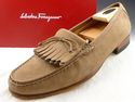 FERRAGAMO sz 11 NUBUCK MOCCASIN TOE KILTIE LOAFER 