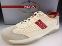 PRADA sz 10 SUEDE & PERFORATED LEATHER SNEAKER 4E1