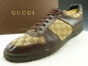 GUCCI sz 14.5 GG CANVAS & LEATHER SNEAKERS 162961 