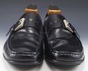 PRADA sz 8.5 LEATHER STRAP & BUCKLE LOAFERS 0707 M