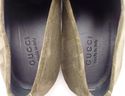 GUCCI sz 8 SUEDE LOGO PLATE LOAFER 247494 MENS OLI