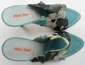 MIU MIU sz 40 FLORAL OVERLAY HIGH HEELS WOMENS TUR