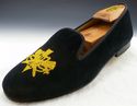 STUBBS & WOOTTON sz 9.5 VELVET EMBOSSED SLIPPERS M