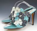 MIU MIU sz 40 FLORAL OVERLAY HIGH HEELS WOMENS TUR