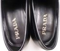 PRADA sz 9.5 LEATHER STRAP LOAFERS 2DE014 MENS BLA