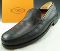 TOD'S sz 11 LEATHER MOCCASIN TOE LOAFERS MENS BLAC