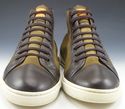 LOUIS VUITTON sz 7 SUEDE HIGH TOP "LV" SNEAKERS GO