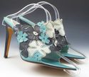 MIU MIU sz 40 FLORAL OVERLAY HIGH HEELS WOMENS TUR